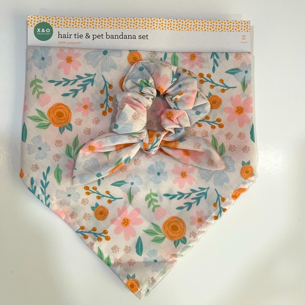 NWT Matching Bandanna & hair tie set